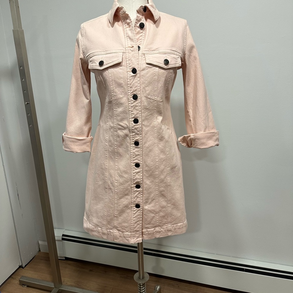 LOFT Light Pink Button-Front Mini Dress